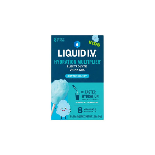 LIQUID I.V. Hydration Multiplier Kids Drink Mix - Cotton Candy - Pack of 8