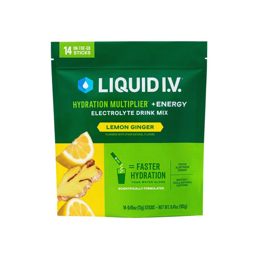 LIQUID I.V. Hydration Multiplier Energy Drink Mix - Lemon Ginger - Pack of 14