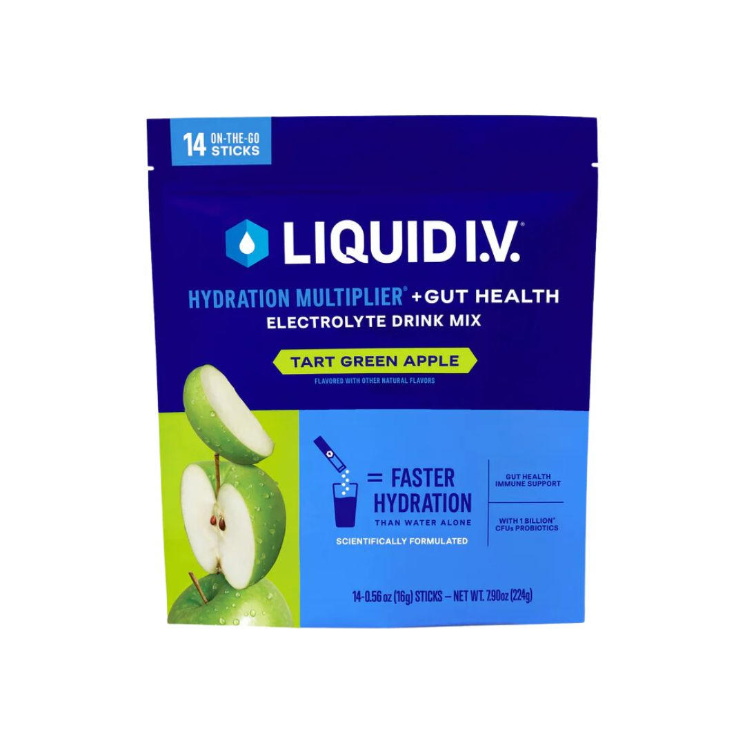 LIQUID I.V. Hydration Multiplier Gut Health Drink Mix - Tart Green Apple - Pack of 14