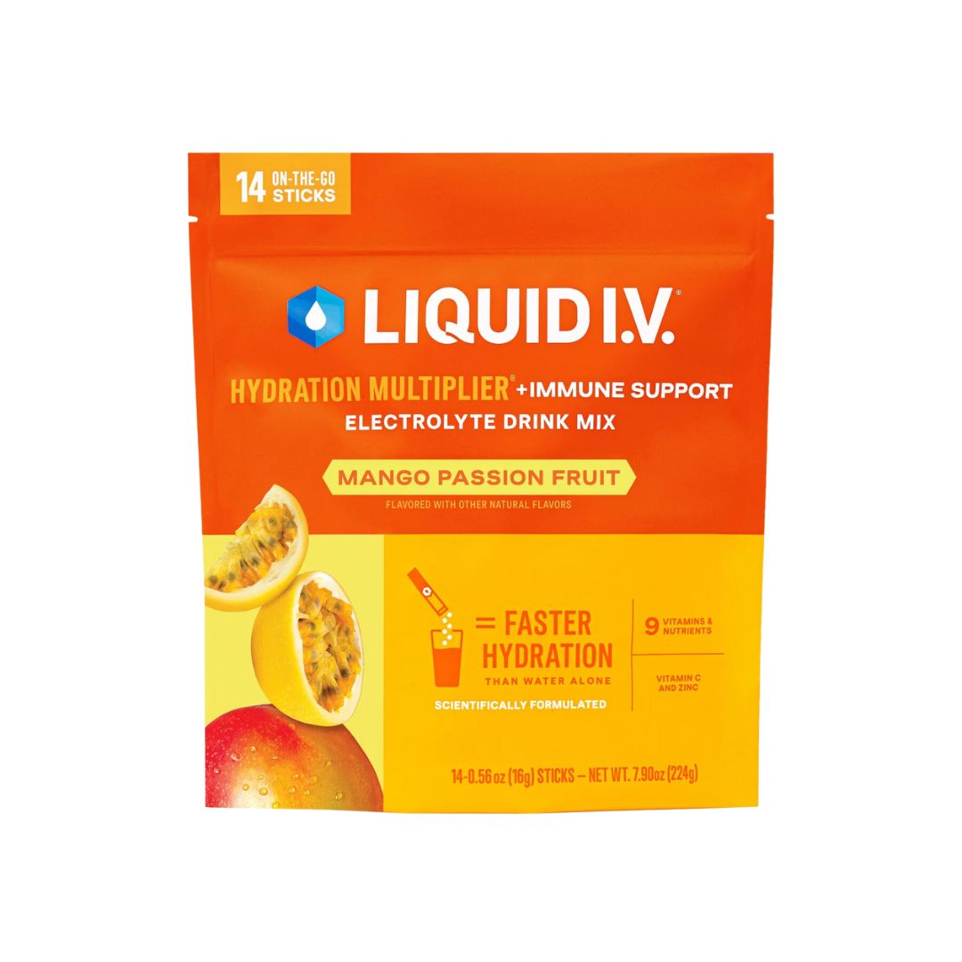 LIQUID I.V. Hydration Multiplier Immune Support Drink Mix - Mango Passionfruit - Pack of 14