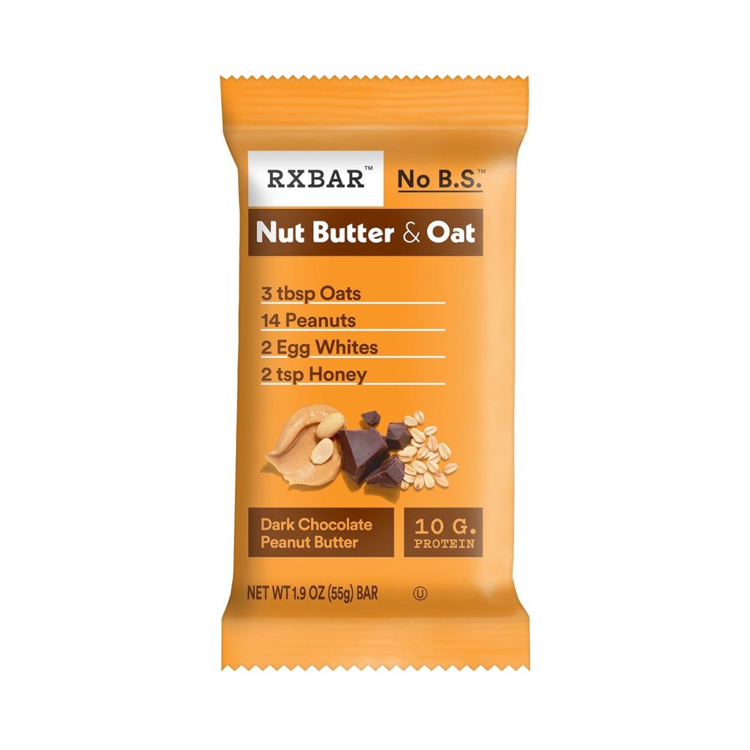 RXBAR Nut Butter & Oat Protein Bar - Dark Chocolate Peanut Butter - Pack of 12