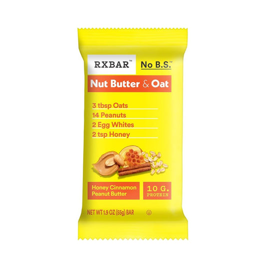 RXBAR Nut Butter & Oat Protein Bar - Honey Cinnamon Peanut Butter - Pack of 12