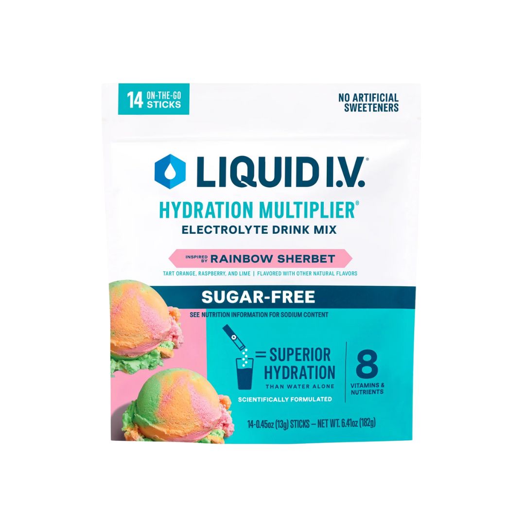 LIQUID I.V. Hydration Multiplier Sugar-Free Drink Mix - Rainbow Sherbet - Pack of 14