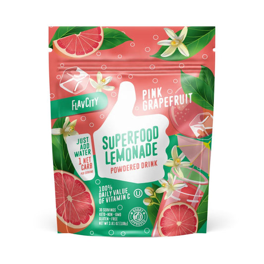 FLAVCITY Superfood Lemonade - Pink Grapefruit - 30 Servings