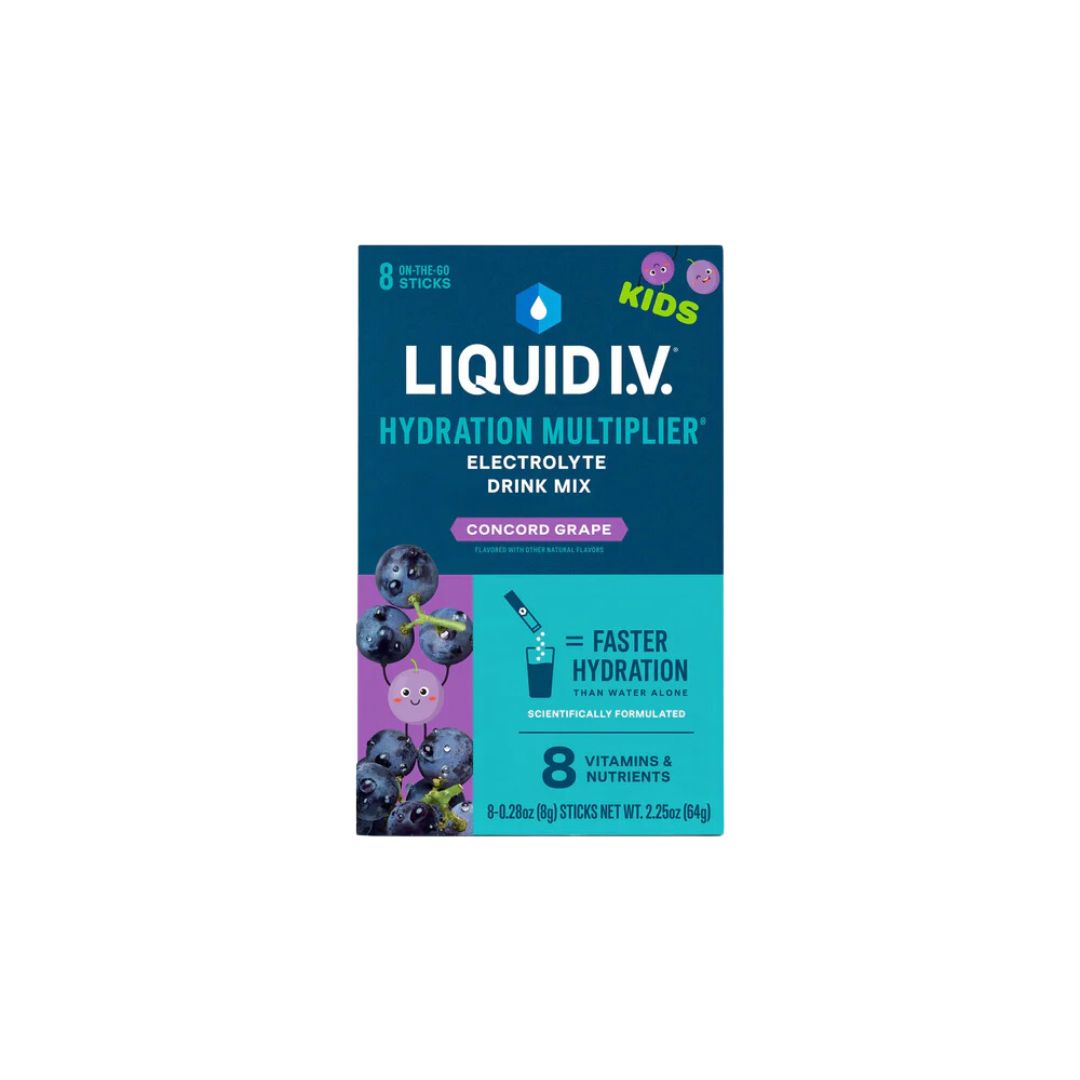 LIQUID I.V. Hydration Multiplier Kids Drink Mix - Concord Grape - Pack of 8