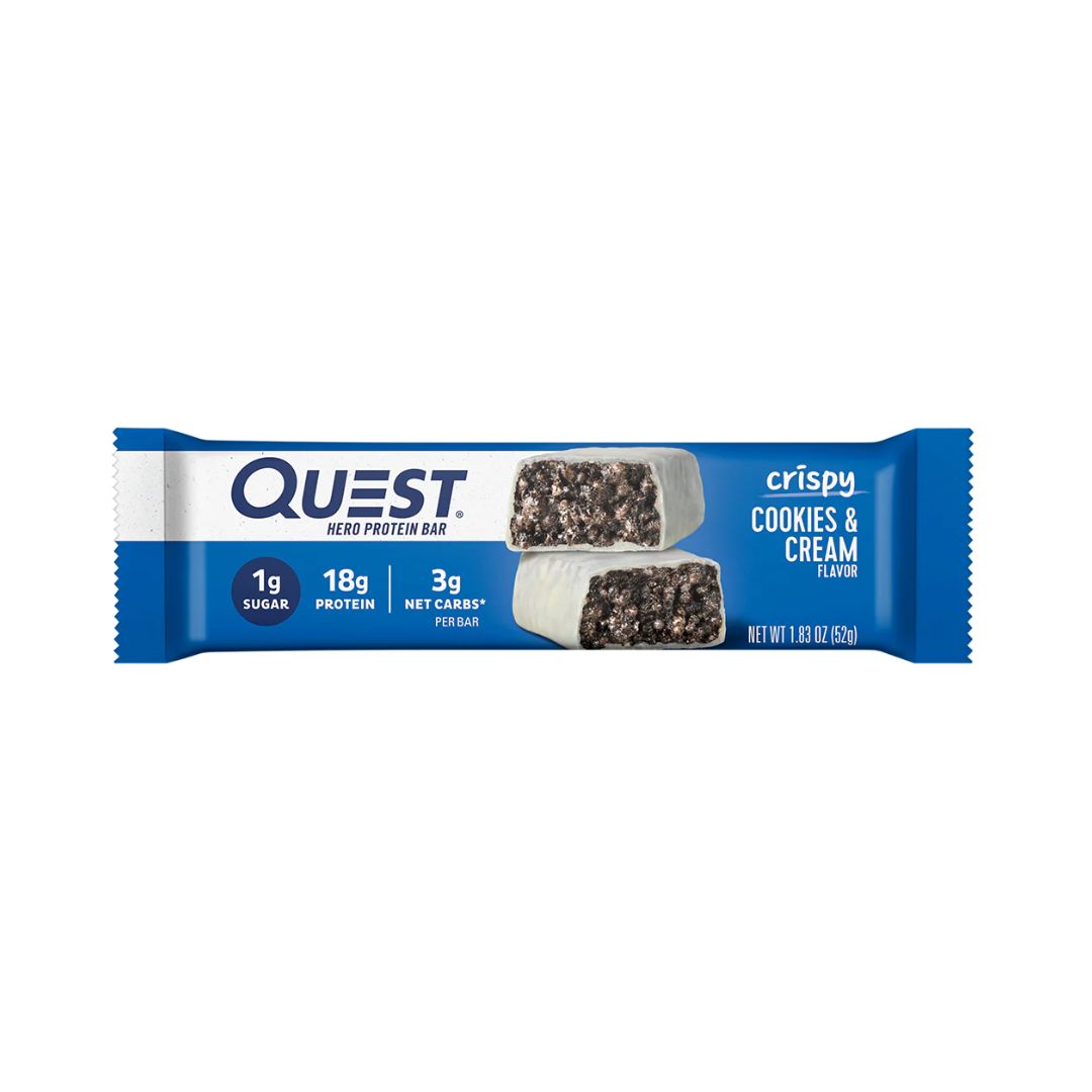 QUEST NUTRITION Crispy Hero Protein Bar - Cookies & Cream - Pack of 12