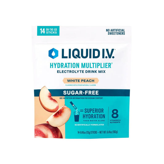 LIQUID I.V. Hydration Multiplier Sugar-Free Drink Mix - White Peach - Pack of 14