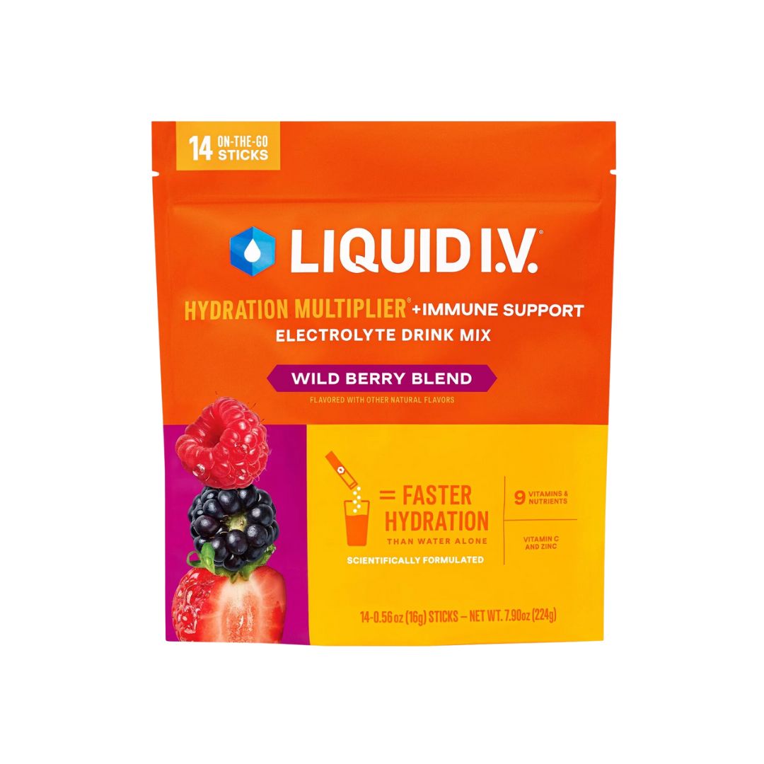 LIQUID I.V. Hydration Multiplier Immune Support Drink Mix - Wild Berry Blend - Pack of 14