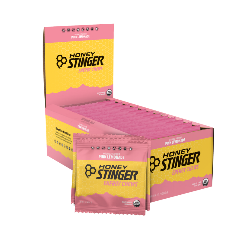 HONEY STINGER Energy Chews, Pink Lemonade, 12 Count