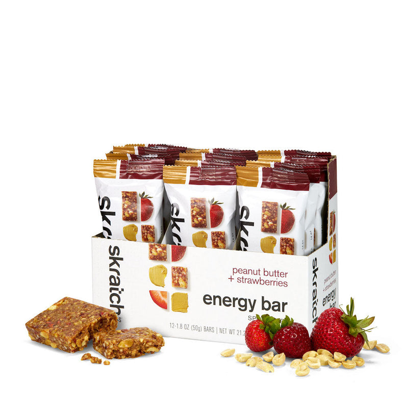 SKRATCH LABS Energy Bar Sport Fuel, Peanut Butter + Strawberries, 12 Count
