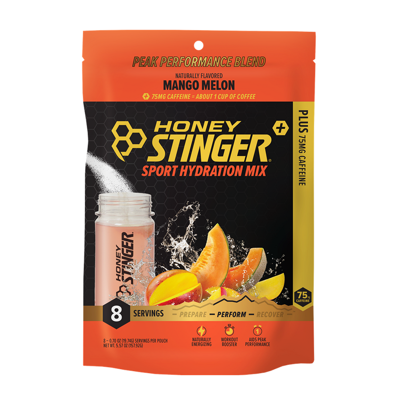 HONEY STINGER Caffeinated Sport Hydration Mix, Mango Melon , 8 Servings