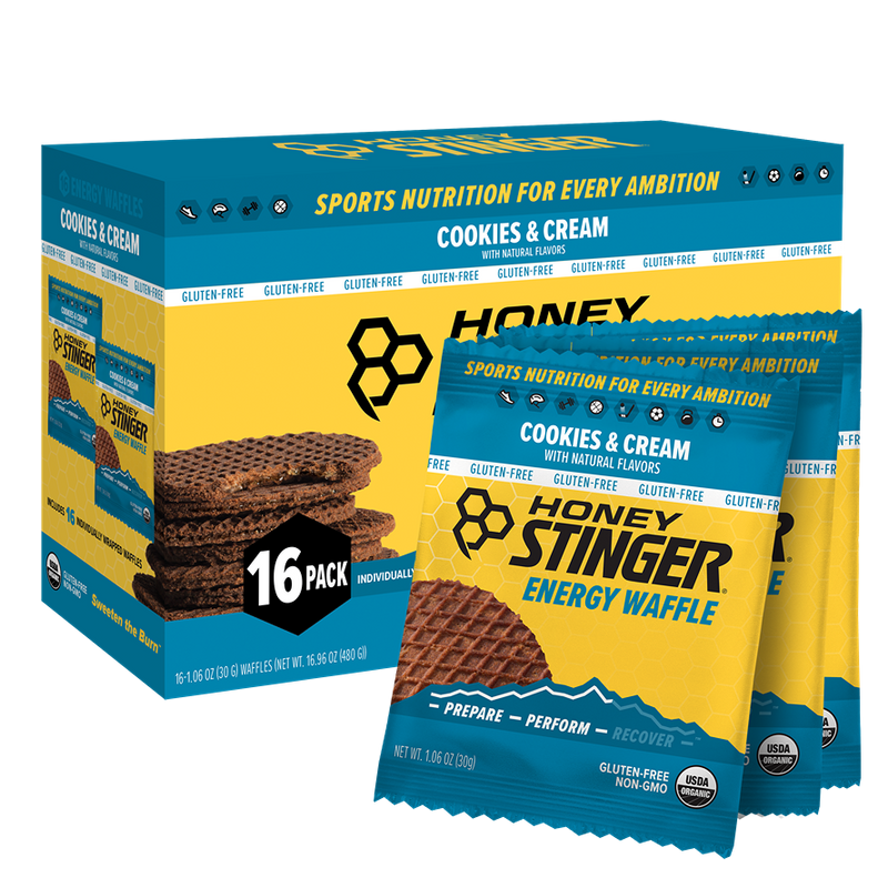 HONEY STINGER Gluten-Free Energy Waffle, Cookies & Cream, 16 Count