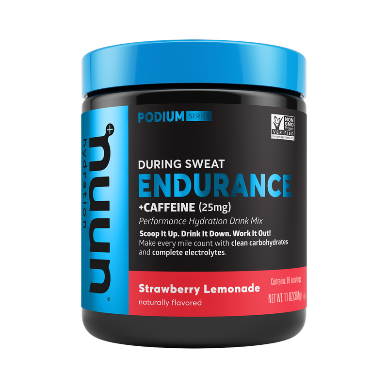 NUUN Endurance Powder Hydration Drink Mix, Strawberry Lemonade + Caffeine, 16 Servings