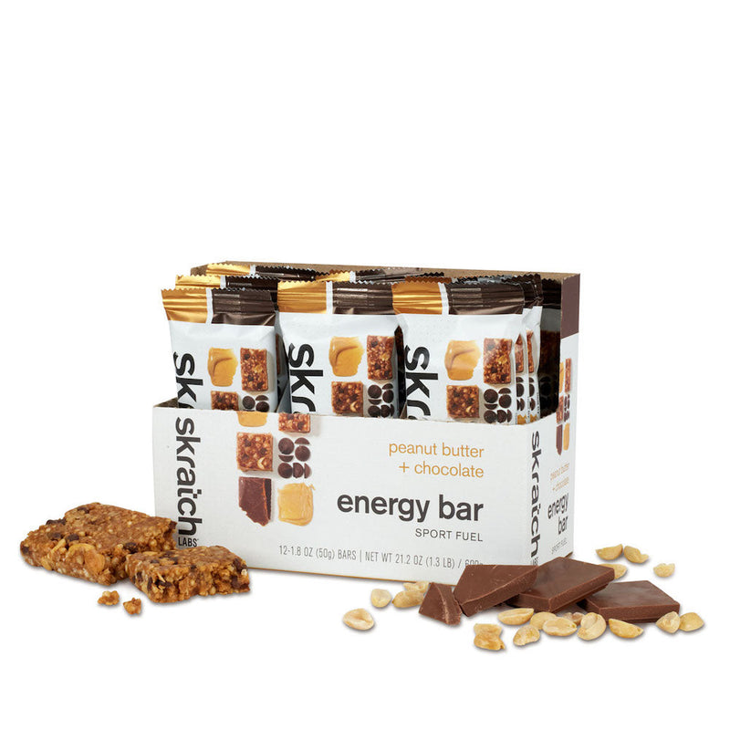 SKRATCH LABS Energy Bar Sport Fuel, Peanut Butter + Chocolate, 12 Count