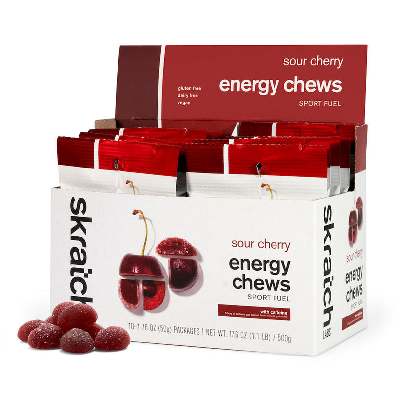SKRATCH LABS Energy Chews Sport Fuel, Sour Cherry + Caffeine, 10 Count