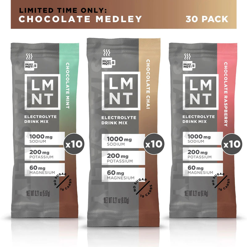 LMNT Electrolyte Drink Mix, Chocolate Medley, 30 Count